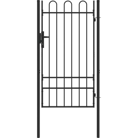 Zauntor Grau 100 x 175 cm Pulverbeschichteter Stahl vidaXL