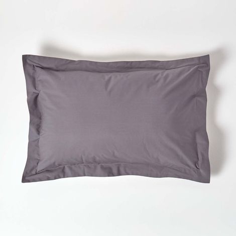 HOMESCAPES Dark Grey Egyptian Cotton Oxford Pillowcase 200 Thread Count, Standard - Dark Grey