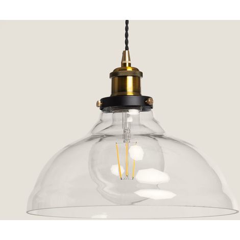 – Suspension métal et verre Springsteen – Style industriel rétro – Douille E27 – Câble réglable 1,27m – Dimensions 245x1565mm (1/5)