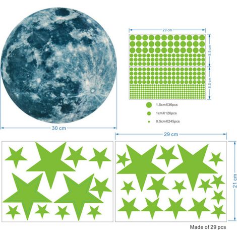 Stelle fosforescenti e pianeti autoadesivi, decorazione per il soffitto della cameretta dei bambini, tema spaziale. (1/3)