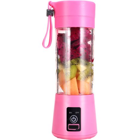 Mini Mixeur - Smoothie Portable 6 Lames Acier Inoxydable 500ml Rechargeable USB Pour Maison Et Voyage - Rose (1/5)