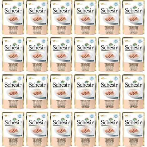 SCHESIR Einzelportion Thunfisch mit Lachs Nassfutter für Katzen, 24 x 50 g (1/2)
