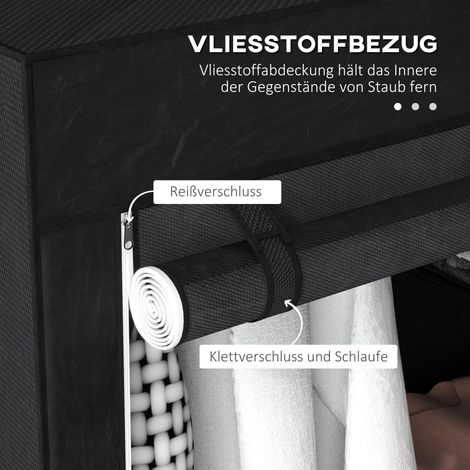 Armoire en tissu, solution de rangement, 6 étagères, 1 tringle à vêtements, Noir (1/5)