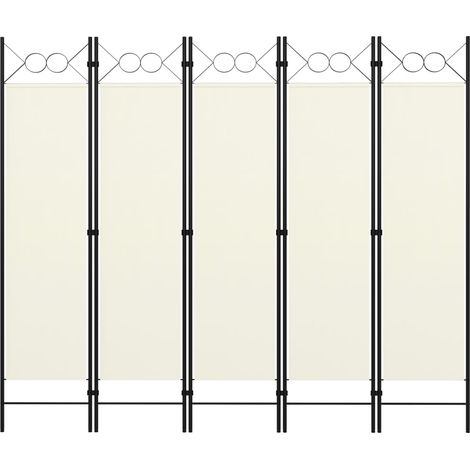 vidaXL Paravento 5 Pannelli Bianco Crema 200x180 cm - Divisorio Decorativo (1/5)