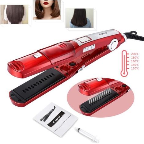 Lisseur Cheveux redresseur de vapeur,Degrés réglable Fer à Lisser Curleur Rapide Styling Outils Professionnel Plat céramique-Ywey