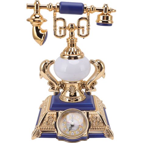 Lampe de table vintage avec fonction réveil et téléphone. Montage facile. Modèle décoratif pour la maison ou un café. Prise UE 220 V. Référence : 8178 3. (1/5)