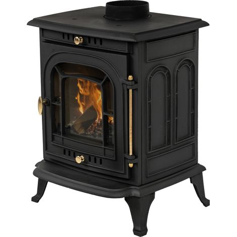 THUNDER AGNI Kaminofen 7 kW Gusseisen Holzofen freistehend mit Rauchrohrset Ecodesign (1/5)
