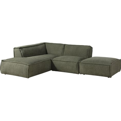Ecksofa inkl. Hocker 195x220x79 Polyester grün RAVENNA