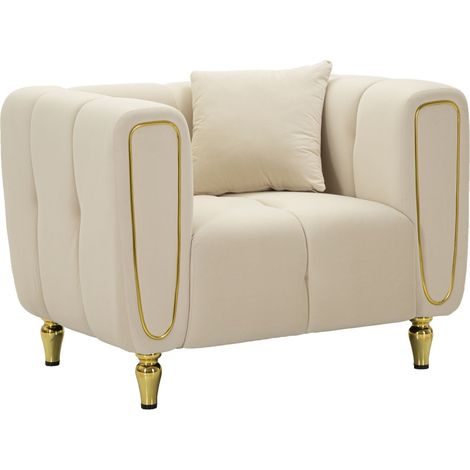 Fauteuil Alma crème avec coussin 97 x 81 x 71 cm (1/5)