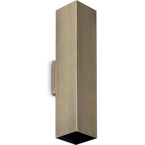 Ideal Lux LOOK Applique murale carrée 30 cm, éclairage haut et bas, laiton bruni, 2 ampoules GU10