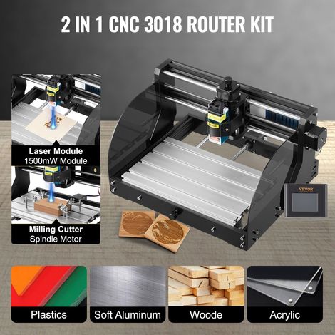Machine à Graver CNC 3018 Pro Graveur 15 W Zone de Travail 3 Axes 30x18x4,5 cm Machine de Gravure avec Contrôle GRBL de Précision p… (1/5)