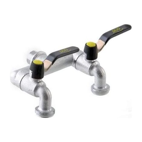2-Wege-Wasserhahnanschluss, 3/4"-Innengewinde und 3/4"-Außengewinde – Korrosionsbeständiges, verchromtes Messing – 3/4"-Außengewinde und 1/2"-Innengewinde – Doppelkugel-Eckventil (1/5)