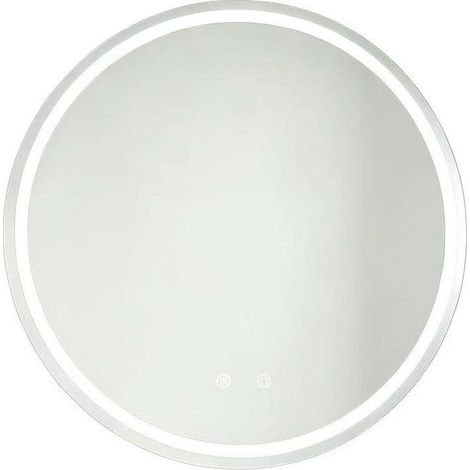 Runder Badezimmerspiegel 80x80 cm mit LED, Anti-Beschlag, dimmbar, silber (1/4)