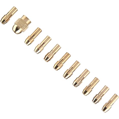 11 pièces jeu de collets cuivre mandrin perceuse 4 mâchoires pour mini meuleuse électrique outil rotatif 0.5-3.2 mm (1/5)