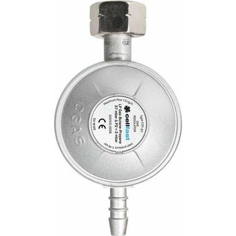 Cellfast Regulador de presión de Gas de propano-butano, presión de Entrada 0,3-16 Bar, presión de Salida 37 Mbar, 40-265, Azul