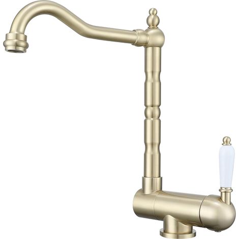 Robinet de cuisine pliable en laiton brossé doré (1/5)