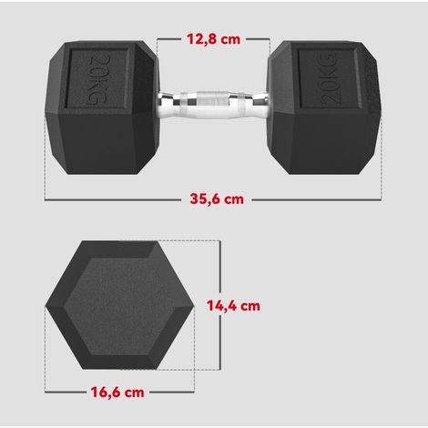 Manubrio esagonale in ghisa 20 kg nero HAVRYA (1/4)