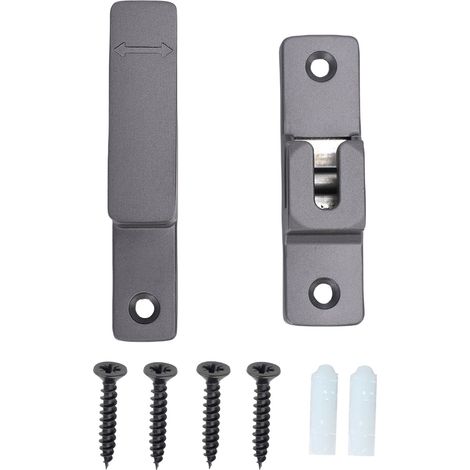 Verrou porte coulissante loquet pivotant 90°/180° en alliage de zinc robuste pour garage salle de bain cabanon gris (1/5)