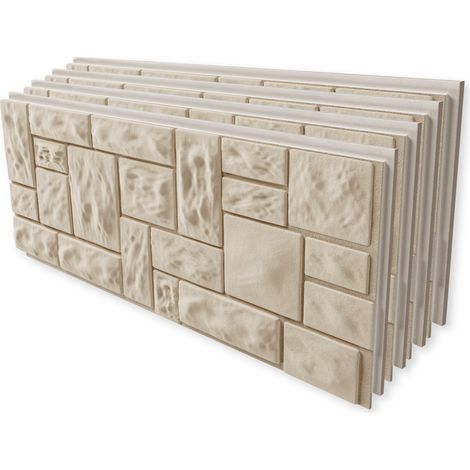 HEXIM Fassadenpaneele 121x50 cm - Steinoptik EPS Wandpaneel Acrylbeschichtung Innen & Außen: FP206, 3.63 QM / 6 Platten