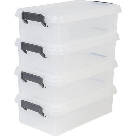 Iris Ohyama, kleine Plastik-Aufbewahrungsboxen, 4L, Set mit 4, durchsichtig, MBX-4