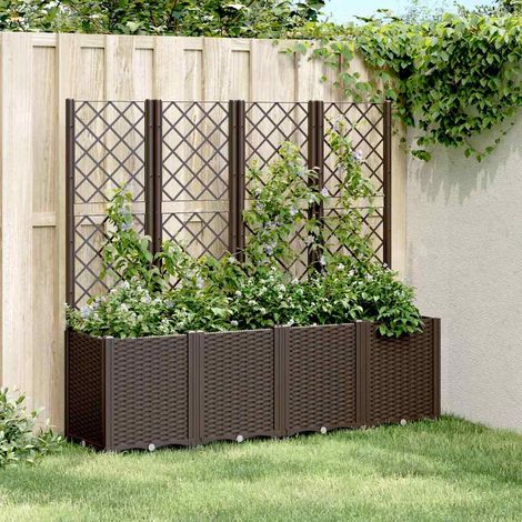 vidaXL Fioriera da Giardino con Traliccio Marrone 160x40x140 cm (1/5)