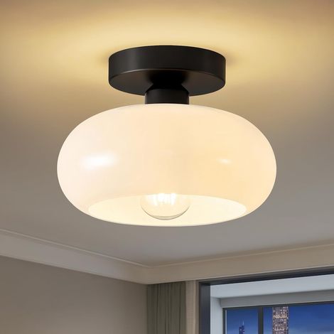 Lustre en Cristal Moderne Noir, E27 Plafonnier Salon, 22CM (1/5)