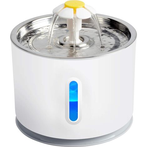 Distributeur d'eau pour chats et petits chiens, gamelle avec lumière LED et couvercle en acier inoxydable.