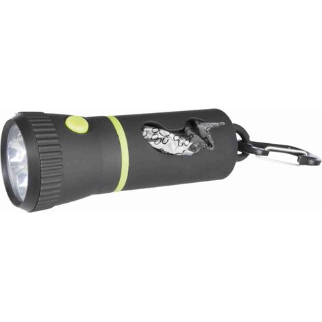 Lampe LED avec distributeur de sachets - 17cm 1 rouleau de 20 sacs M noir