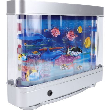 Lámpara decorativa en miniatura con forma de acuario, con peces tropicales animados, luz nocturna para niños y bebés.