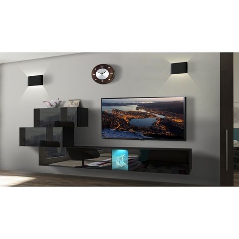 Ensemble meuble TV NEXT 84 AN84-17B-HG20-1B noir brillant 274 cm (1/2)