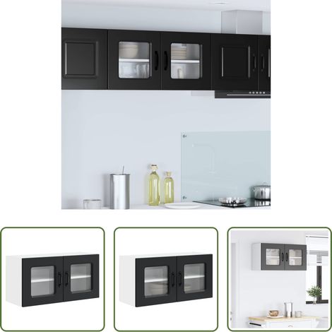Küchenwandschrank - Küchenschrank Kalmar Schwarz 80 x 31 x 40 cm Holzwerkstoff (1/5)