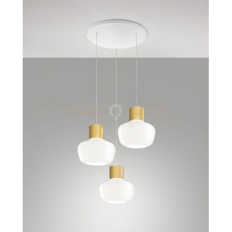 KINO SOSPENSIONE BIANCA 3 LUCI A LED 3000K - 36W - 3900 lm lm DIMMERABILE BASE TONDA