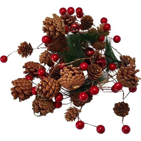 Guirlande Lumineuse En Fil De Cuivre - Cône De Pin Led - Décoration De Noël Intérieure Et Extérieure - 1 Pièce (1/5)