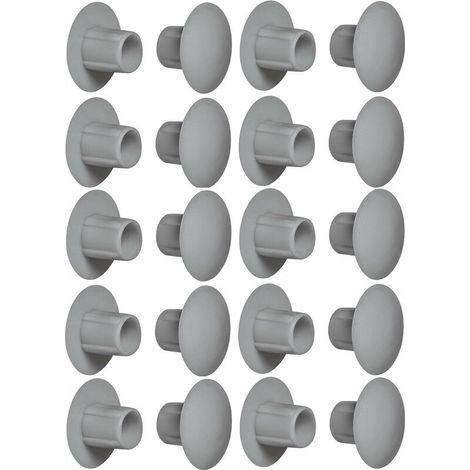– Lot de 20 capuchons en plastique 5mm gris aluminium chromé RAL 9006 – Pour finition esthétique – Cache trou pour murs et meubles (1/2)