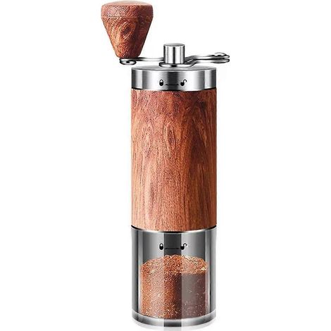 Moulin à café manuel portable avec meule en céramique - Bois et acier (1/5)