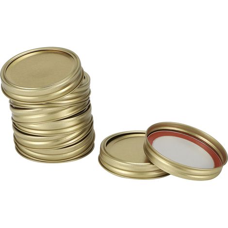Couvercles ronds pour bocaux en verre à fermeture hermétique, accessoires de cuisine (10 anneaux circulaires dorés de 70 mm + couvercle). (1/5)