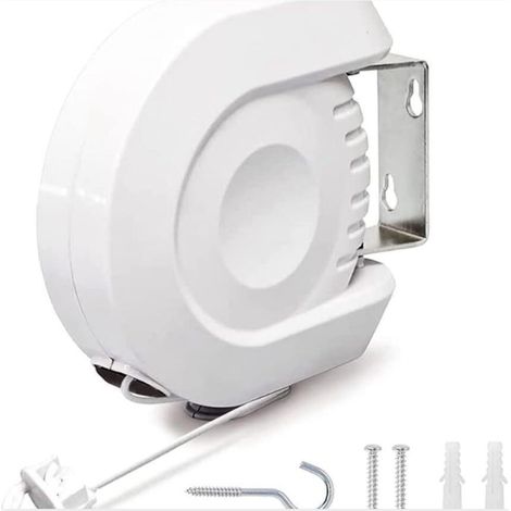 Corde à Linge Rétractable 12 mètres, Fil à Linge Rétractable Extérieur ou Intérieur pour Vêtements, Très Résistant, Installation Murale Flexible et Facile, Étendoir à Linge pour Murs