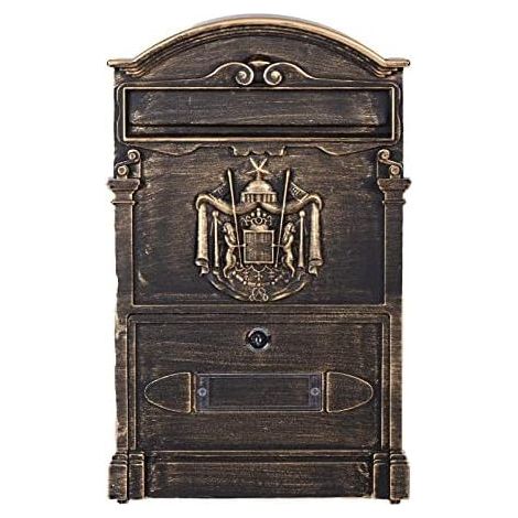 Sleek Antique Cast Aluminum Metal Wall Mounted Mailbox 41cm Tall Stainless Steel (Antique Bronze) (1/5)
