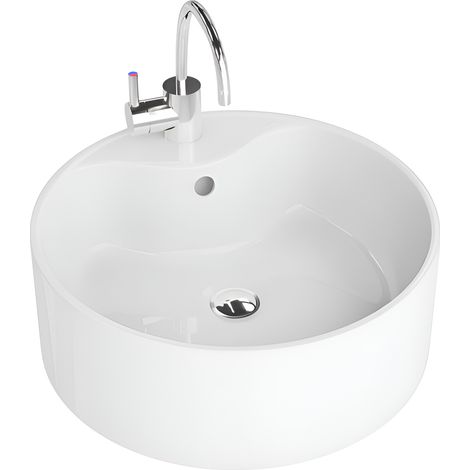 Vasque à poser LAVITA Vasque à poser élégante et compacte  Produit en porcelaine de haute qualité ronde 41x41x15 cm  Blanc brillant