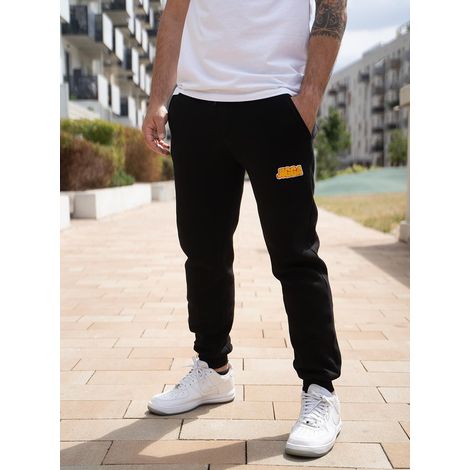 Pantaloni della tuta da uomo Jigga Wear neri/gialli con etichetta personalizzata, taglia XL (1/5)