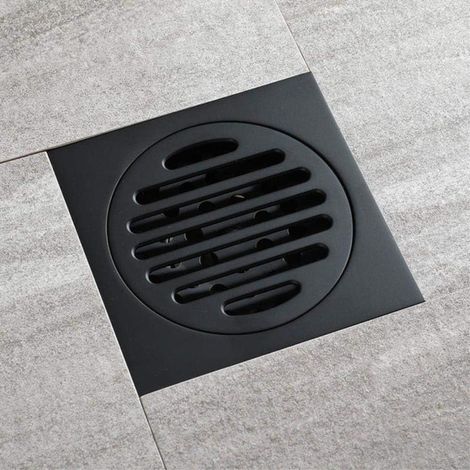 Drain De Plancher - Laiton Noir - 10 X 10 Cm - Pour Douche Salle De Bain Toilette - Couvercle Invisible Carré - 1 Pièce