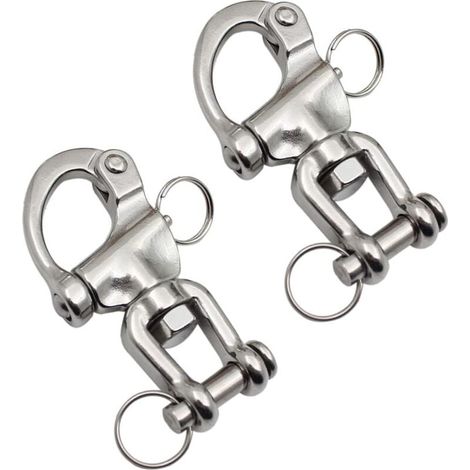 Mosquetón giratorio de acero inoxidable ZVD de 2 piezas, gancho de grillete de liberación rápida para navegación y buceo (1/4)