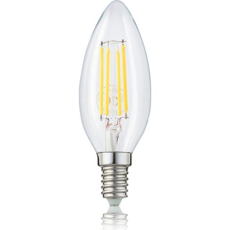 207118 Ampoule LED à filament C35 E14 4 W équivalent à 37 W 420 lm Transparent Blanc chaud 2700 K Angle d'éclairage 330° 25000 heures Intérieur et extérieur, Verre, 3,5 x 3,5 x 10 cm (1/5)