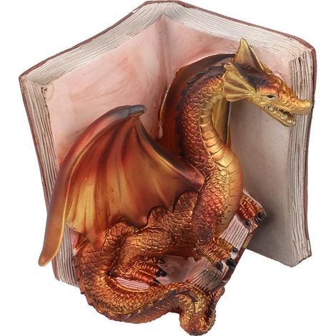 Porte-livres Dragon Fantaisie, Statue en Résine, Serre-livres Décoratif Bureau, Étagère Maison, Figurine Mythique, Lot de 2 (1/2)