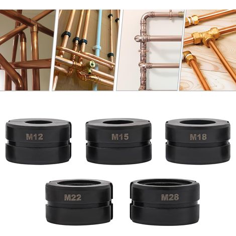 Pressbacken Set M-Kontur 12-15-18-22-28mm Pressbackeneinsatz Handpresszangen Auswechselbarer Backeneinsatz, Schwarz (1/5)
