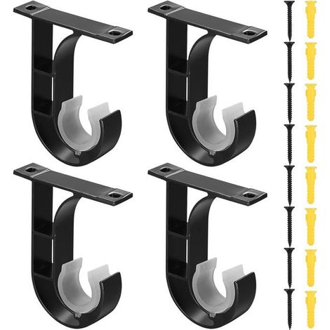 4pcs Support Tringle Rideaux, Support Tringle Rideau Murale Réglable en Alliage d'Aluminium pour Tringles à Rideaux de 25 mm à 40 mm (1/5)