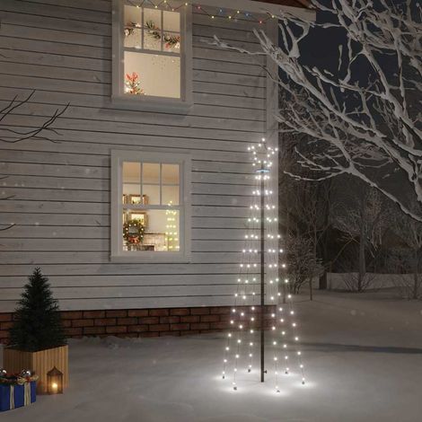 vidaXL Árbol de Navidad con pincho 108 LED blanco frío 180 cm (1/5)