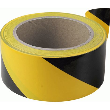 NASTRO SEGNALETICO IN PVC ADESIVO GIALLO/NERO 50mm X 33 m ZONE A RISCHIO VALEX (1/2)
