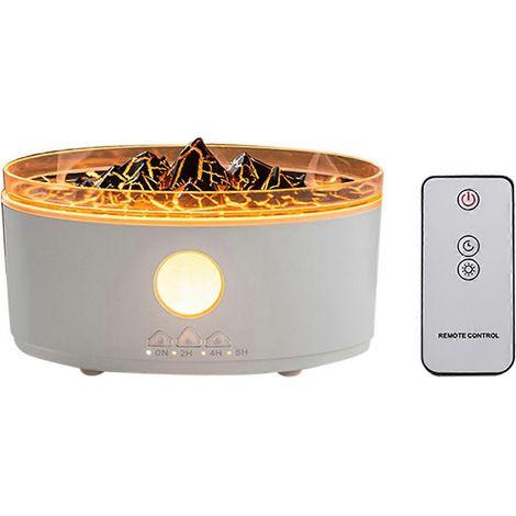 Mehrfarbiger Luftbefeuchter, Ultraschall-Diffusor für ätherische Öle mit Vulkanflammeneffekt und Timer, ideal fürs Schlafzimmer (US-Stecker). (1/5)