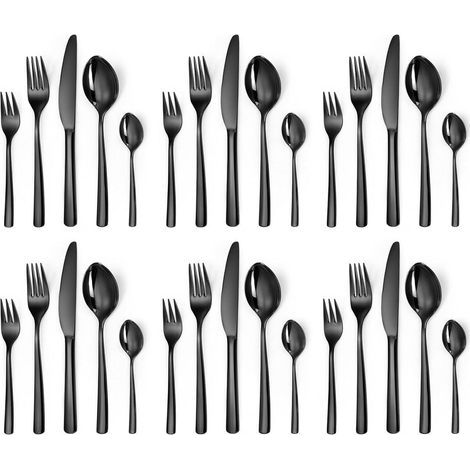 Besteckset 30-teilig für 6 Personen, Edelstahl schwarz, spülmaschinenfest (1/5)